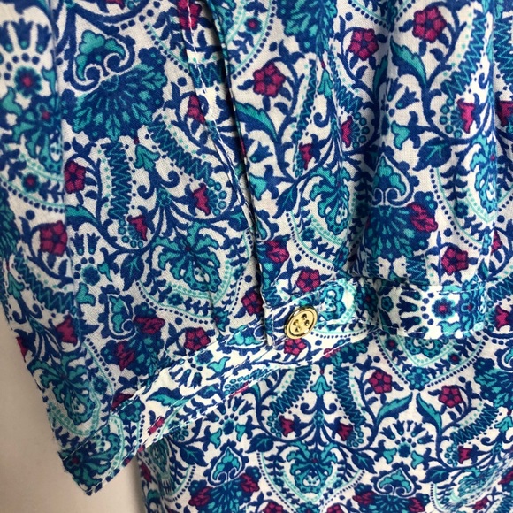 Talbots Blue Paisley Blouse Medium Petite - Picture 3 of 4